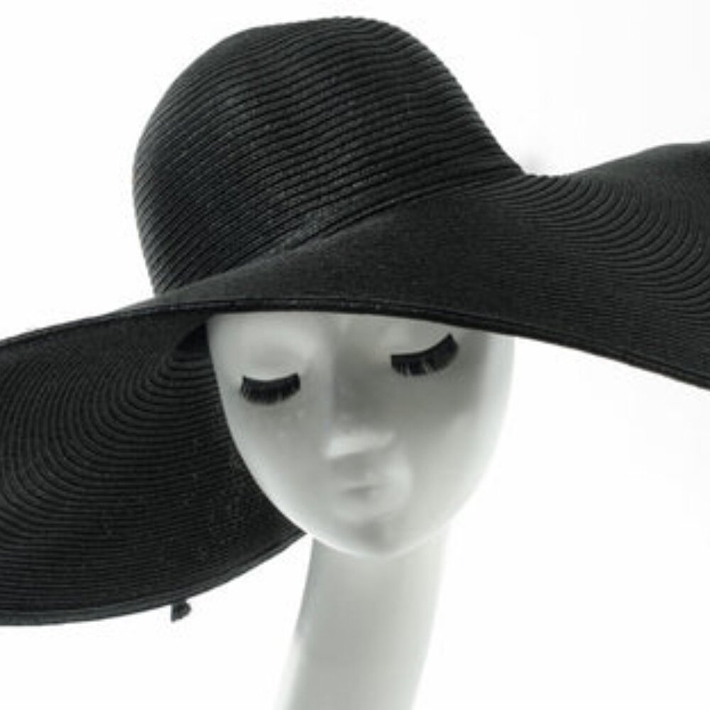 A New Day™ Braided Straw Floppy Hat – Black, One Size